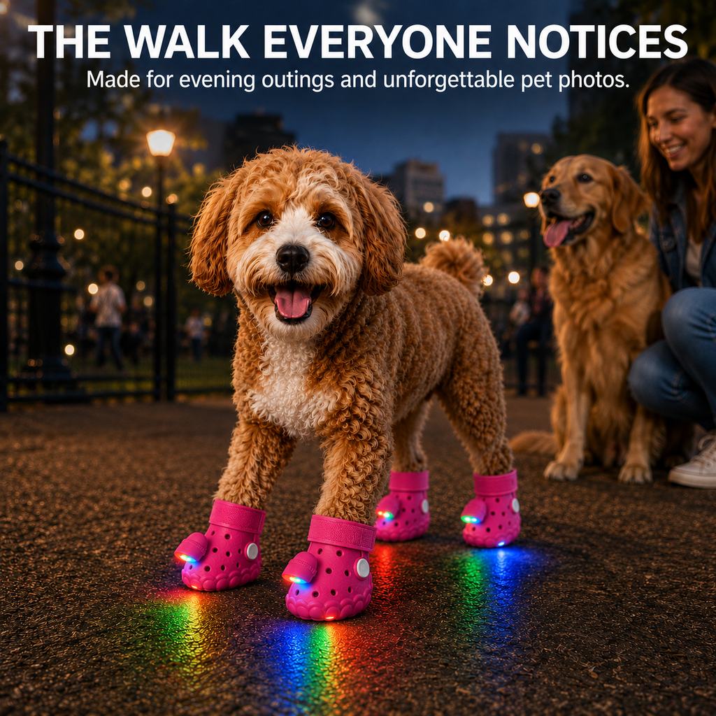 Paws in Awe Step-Activated RGB Light-Up Dog Boots for Night Walks – Low-Light Visibility & Lightweight EVA Paw Coverage image 3