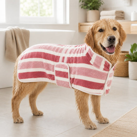 Pink wearable dog drying towel SKU image