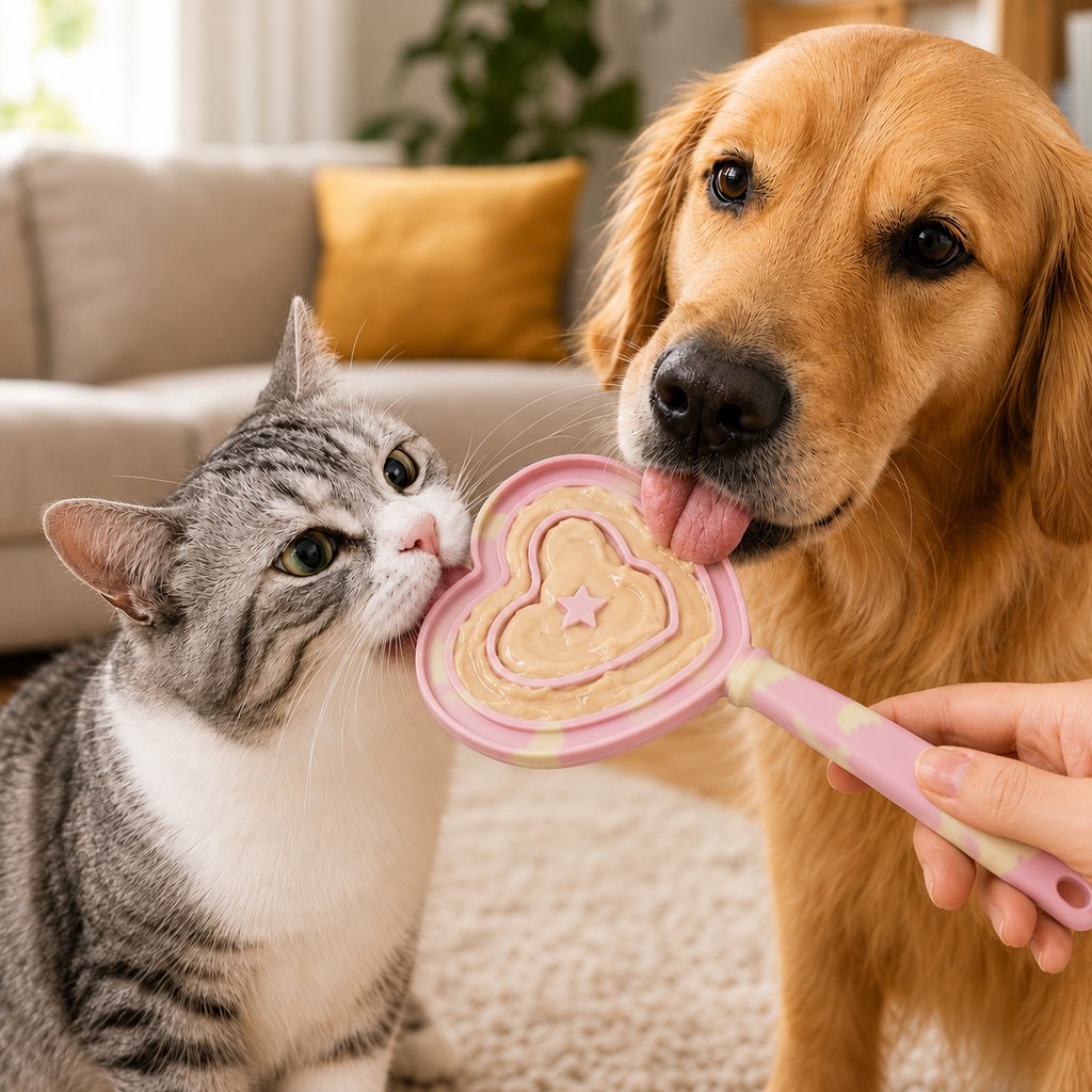 Heart pet licking wand for cats and dogs