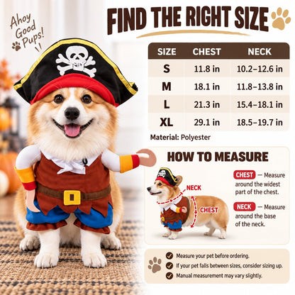 Pirate dog costume fabric and character detail grid