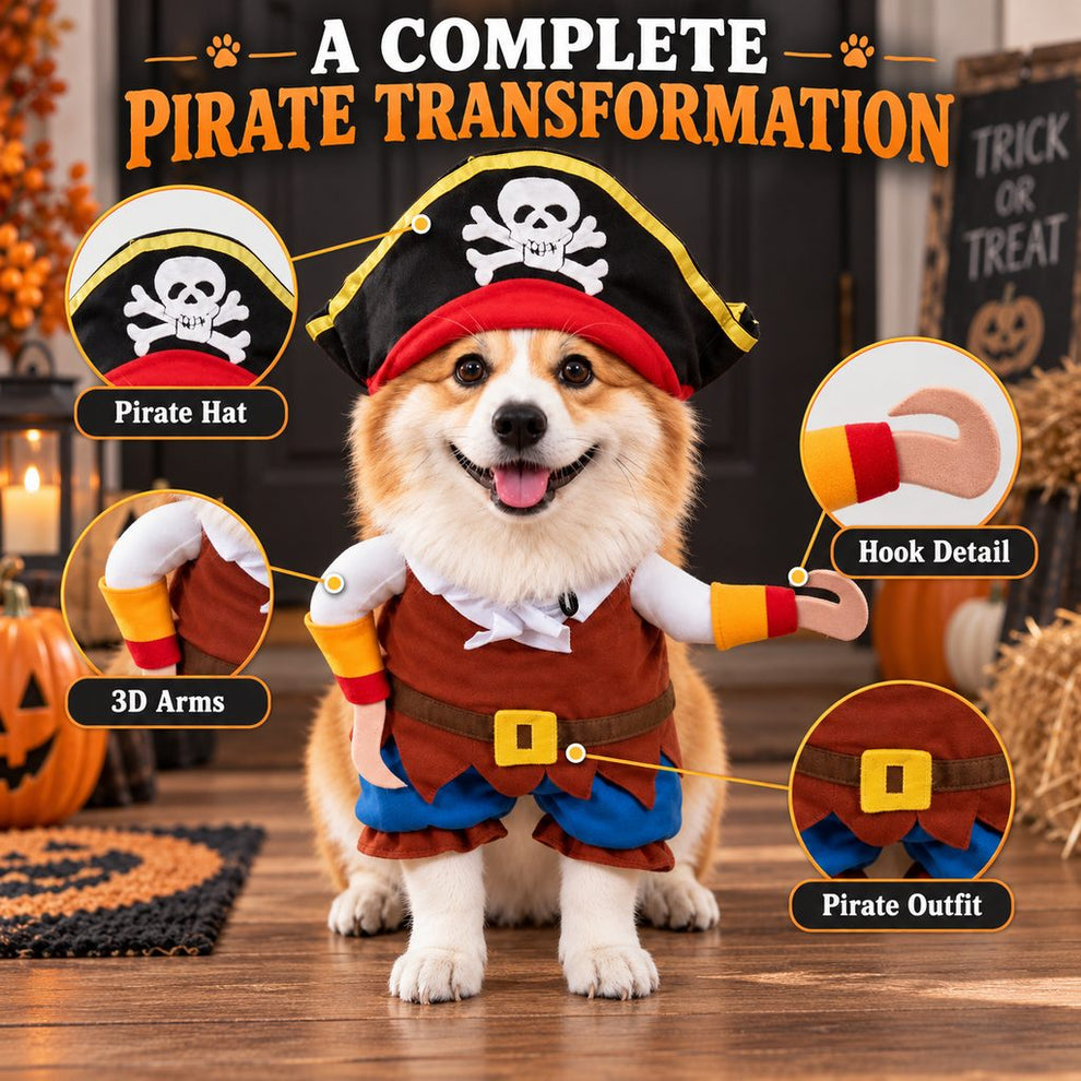 Pirate dog costume for trick-or-treat walks