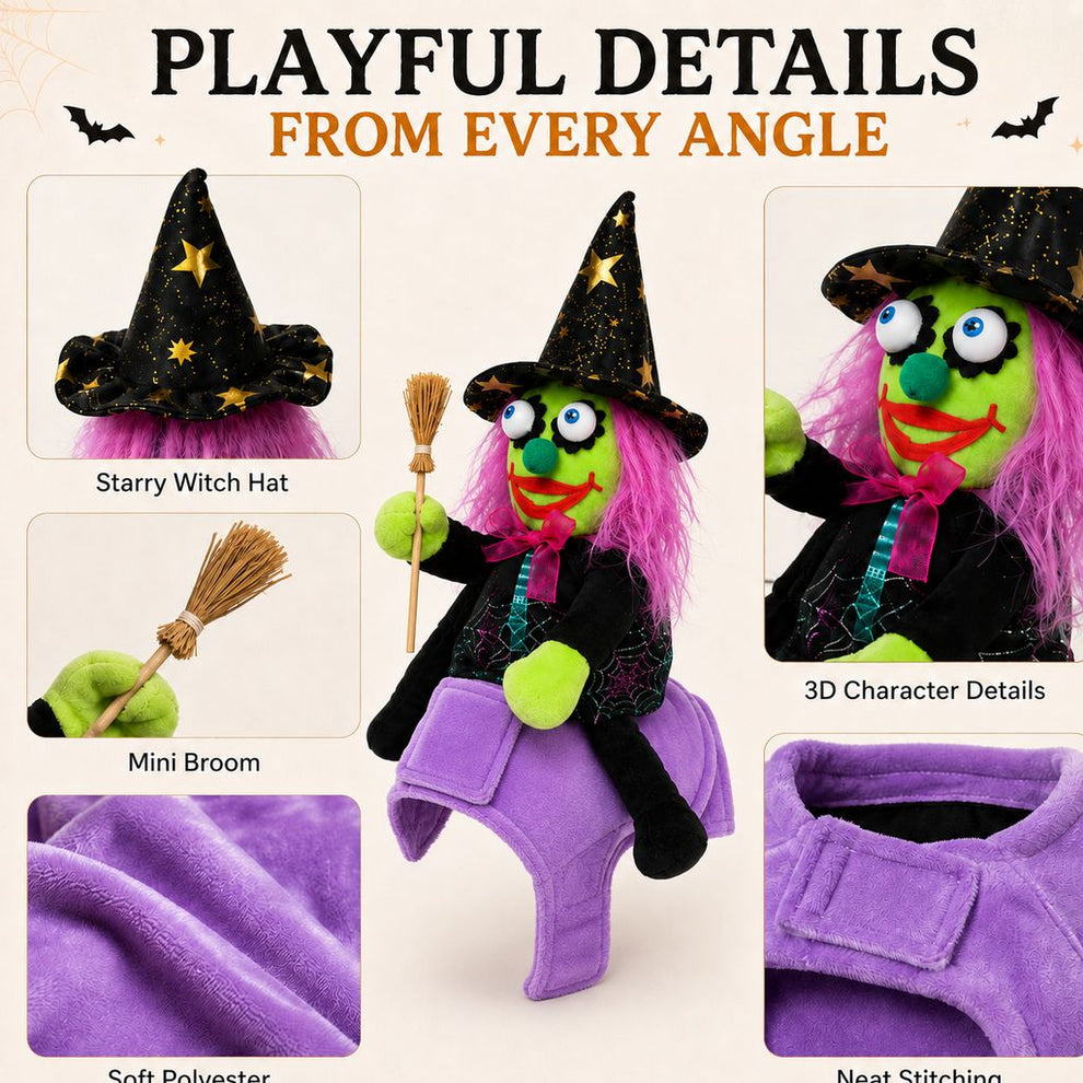 Paws in Awe 3D Witch Rider Halloween Pet Costume for Trick-or-Treating, Parties & Photos – Instant Funny Look for Dogs & Cats image 8