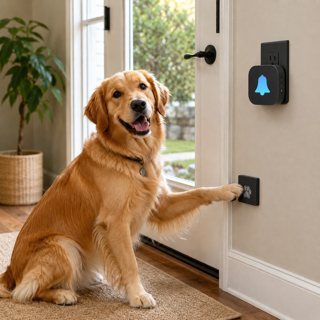 Paws in Awe Wireless Dog Doorbell for Potty Training - Self-Powered Paw Button & Plug-In Chime to Help Dogs Ask to Go Outside image 11