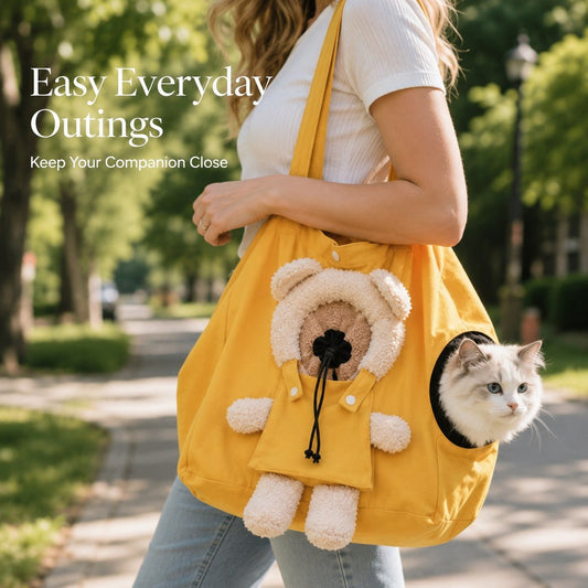 Plush bear cat carrier tote for everyday outings
