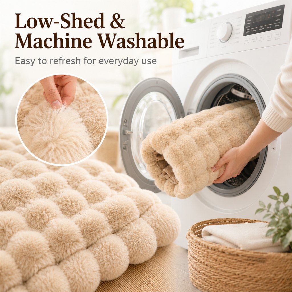 Paws in Awe Plush Cat Bed Mat for Indoor Naps - Non-Slip Washable Faux Fur Cushion for Cats & Small Dogs image 6