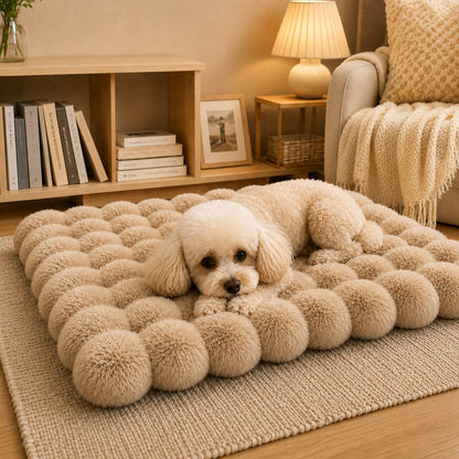 Paws in Awe Plush Cat Bed Mat for Indoor Naps - Non-Slip Washable Faux Fur Cushion for Cats & Small Dogs image 1