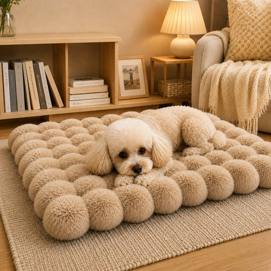 Paws in Awe Plush Cat Bed Mat for Indoor Naps - Non-Slip Washable Faux Fur Cushion for Cats & Small Dogs image 1