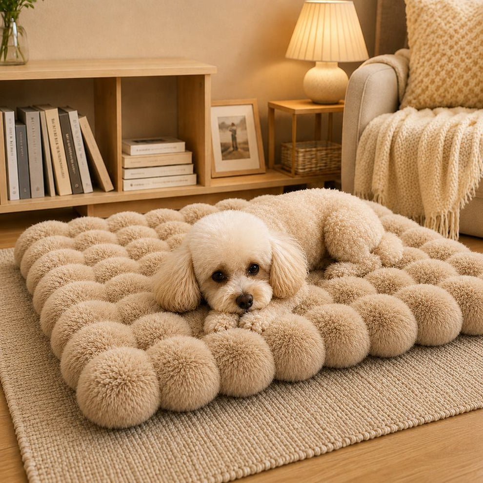 Paws in Awe Plush Cat Bed Mat for Indoor Naps - Non-Slip Washable Faux Fur Cushion for Cats & Small Dogs image 1