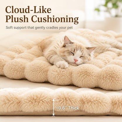 Paws in Awe Plush Cat Bed Mat for Indoor Naps - Non-Slip Washable Faux Fur Cushion for Cats & Small Dogs image 5