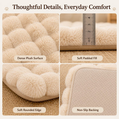 Paws in Awe Plush Cat Bed Mat for Indoor Naps - Non-Slip Washable Faux Fur Cushion for Cats & Small Dogs image 4