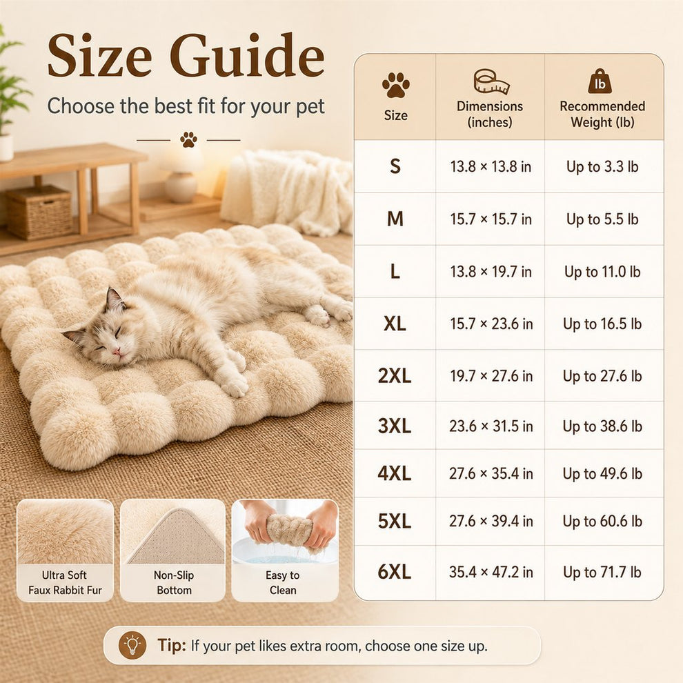 Paws in Awe Plush Cat Bed Mat for Indoor Naps - Non-Slip Washable Faux Fur Cushion for Cats & Small Dogs image 3