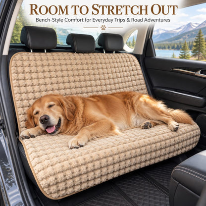 Dog bench seat cover with room to stretch out