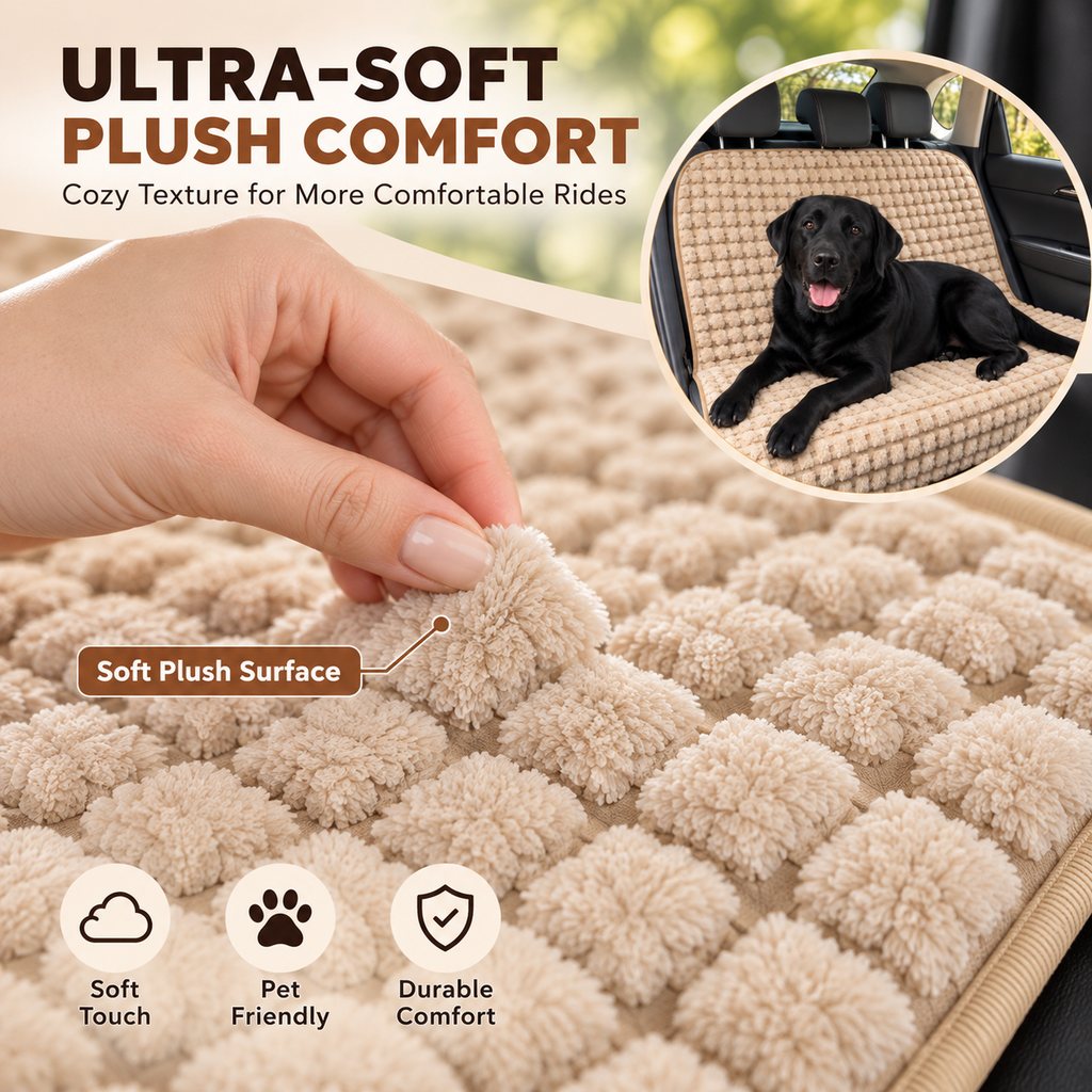 Ultra-soft plush dog car seat cover texture