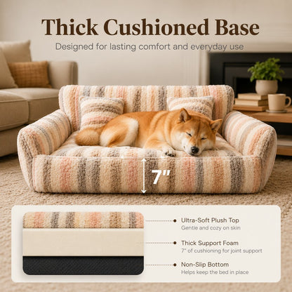 Paws in Awe Cozy Plush Dog Sofa Bed for Living Rooms - Soft Bolstered Support for Everyday Naps image 3