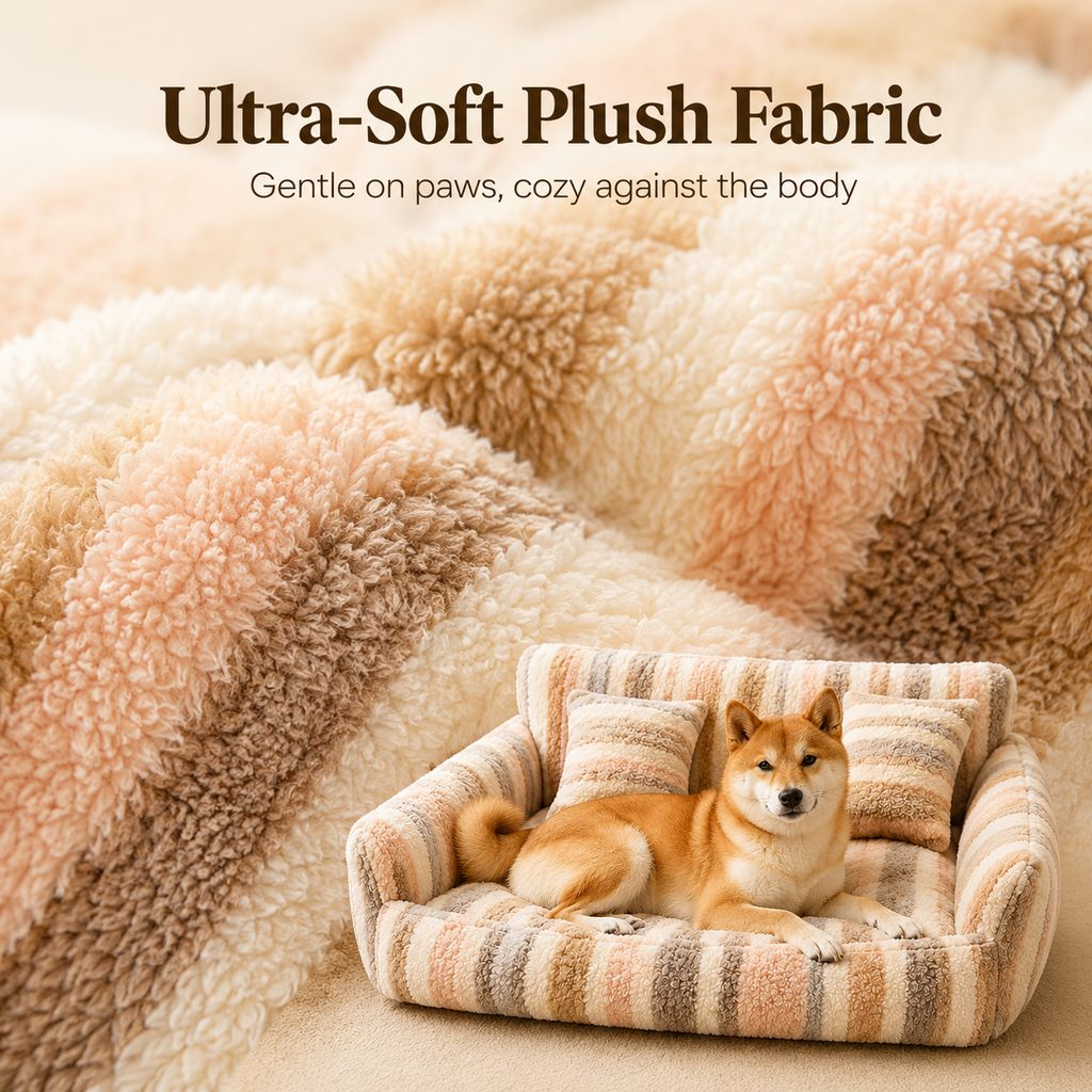 Paws in Awe Cozy Plush Dog Sofa Bed for Living Rooms - Soft Bolstered Support for Everyday Naps image 8