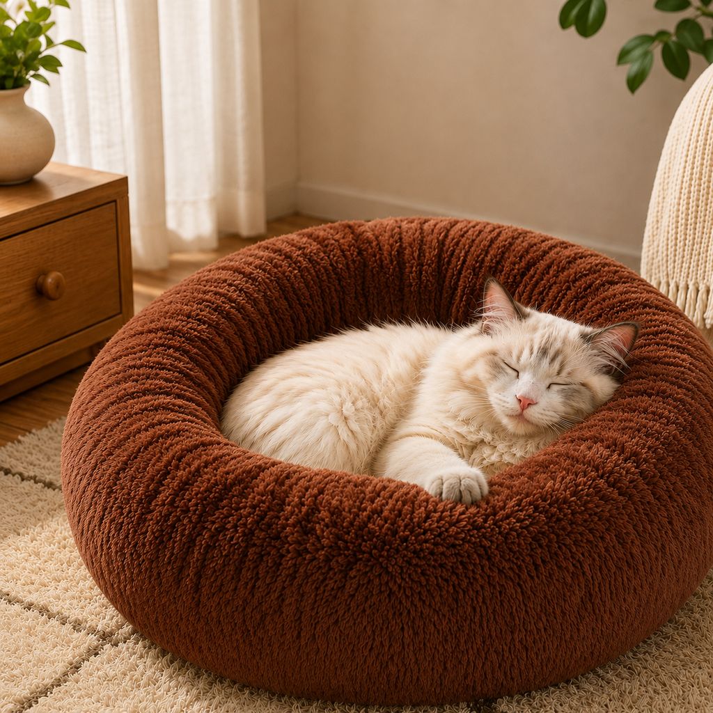 Paws in Awe Plush Donut Pet Bed for Cats & Small Dogs - Warm Cozy Nest for Cold Floors image 9