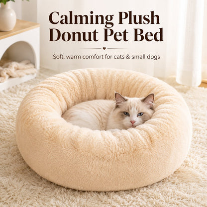 Paws in Awe Plush Donut Pet Bed for Cats & Small Dogs - Warm Cozy Nest for Cold Floors image 4