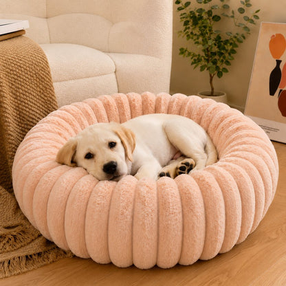 Paws in Awe Plush Donut Dog & Cat Bed with Raised Rim - Cozy Ribbed Lounger for Naps & Everyday Rest image 5