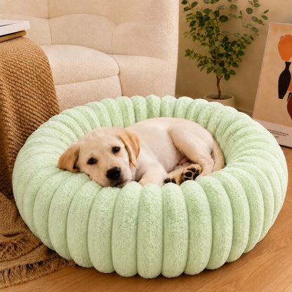 Paws in Awe Plush Donut Dog & Cat Bed with Raised Rim - Cozy Ribbed Lounger for Naps & Everyday Rest image 13