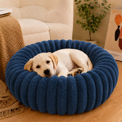 Paws in Awe Plush Donut Dog & Cat Bed with Raised Rim - Cozy Ribbed Lounger for Naps & Everyday Rest image 11