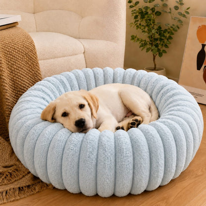 Paws in Awe Plush Donut Dog & Cat Bed with Raised Rim - Cozy Ribbed Lounger for Naps & Everyday Rest image 12