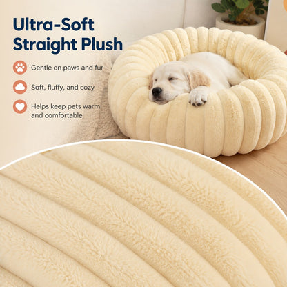 Paws in Awe Plush Donut Dog & Cat Bed with Raised Rim - Cozy Ribbed Lounger for Naps & Everyday Rest image 5