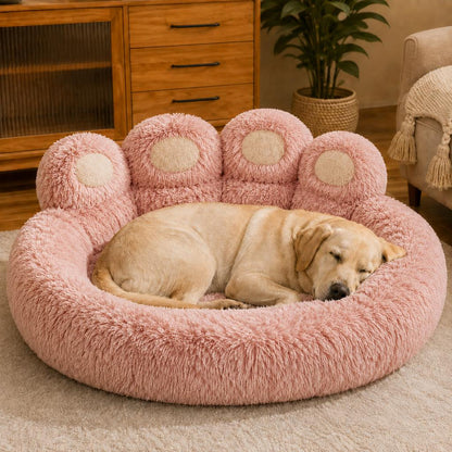 Paws in Awe Plush Paw-Shaped Dog Bed for Indoor Sleeping - Raised Bolster Support for Cold Hard Floors image 9