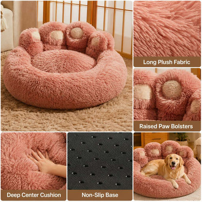 Paws in Awe Plush Paw-Shaped Dog Bed for Indoor Sleeping - Raised Bolster Support for Cold Hard Floors image 8