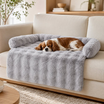 Plush pet sofa protector bed for dogs and cats