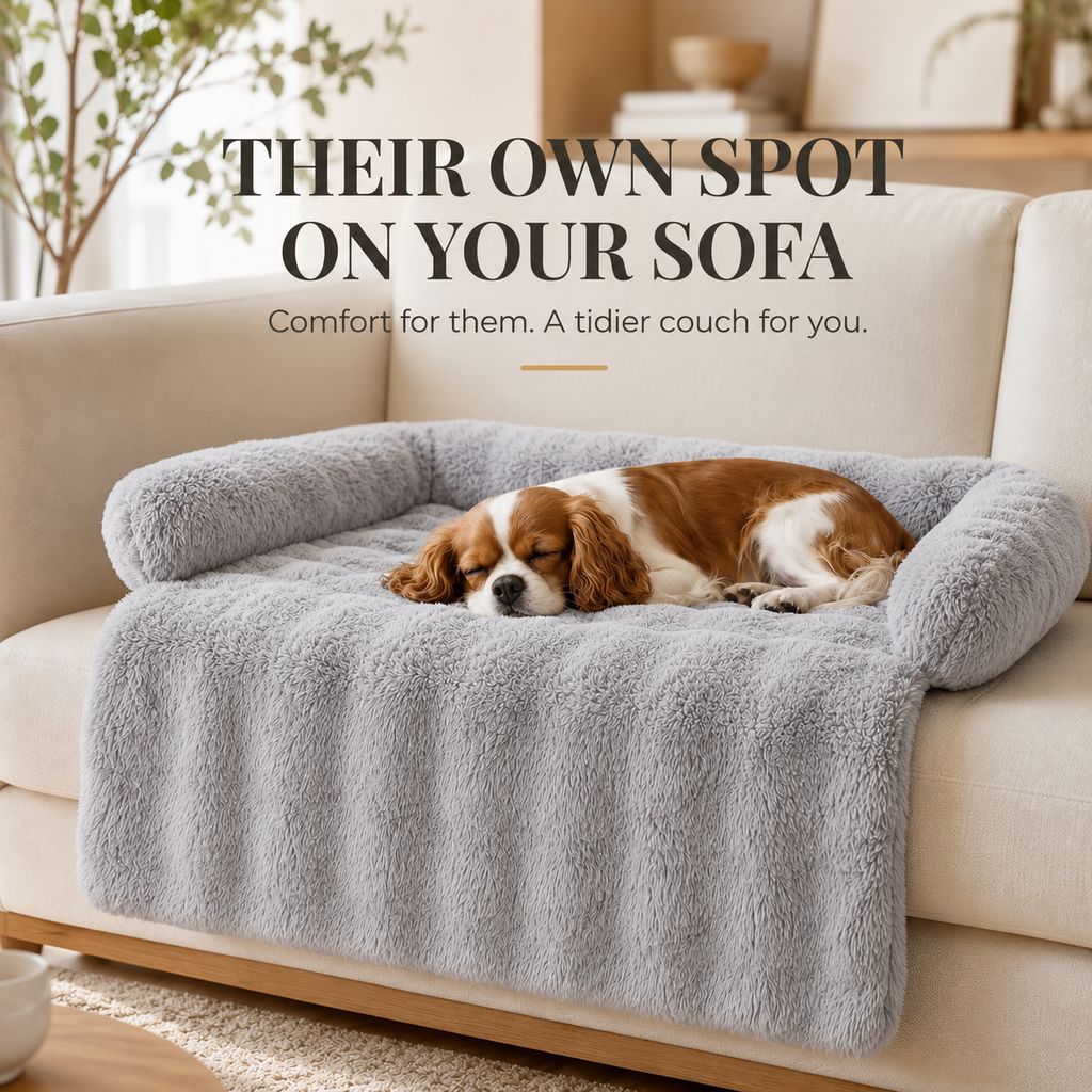 Ivory plush pet sofa bed couch cover