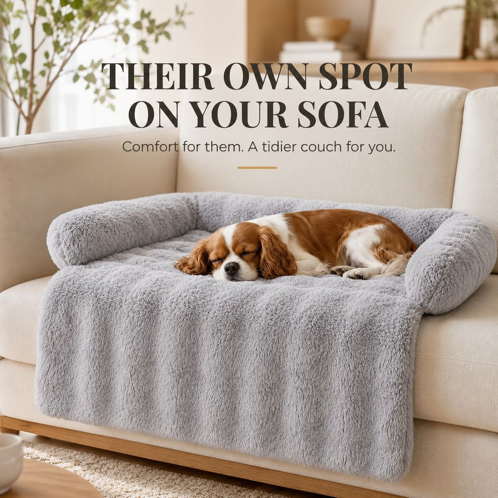 Ivory plush pet sofa bed couch cover