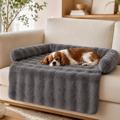 Plush pet bed for couch with paw dirt and hair protection