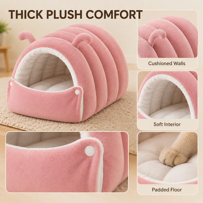 Paws in Awe Plush Semi-Enclosed Cat Cave Bed for Indoor Cats – Cozy Hideaway with Adjustable Snap Front, Caterpillar & Classic Styles image 5