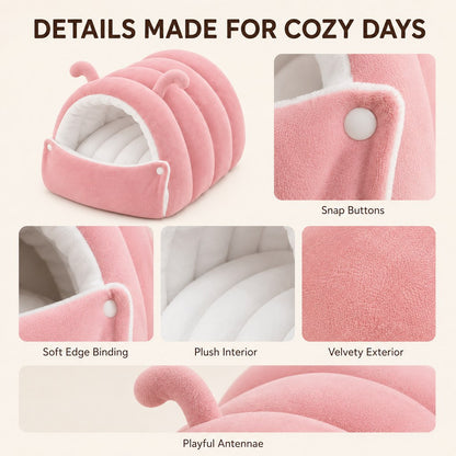 Paws in Awe Plush Semi-Enclosed Cat Cave Bed for Indoor Cats – Cozy Hideaway with Adjustable Snap Front, Caterpillar & Classic Styles image 8
