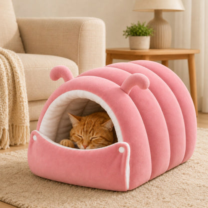Paws in Awe Plush Semi-Enclosed Cat Cave Bed for Indoor Cats – Cozy Hideaway with Adjustable Snap Front, Caterpillar & Classic Styles image 15