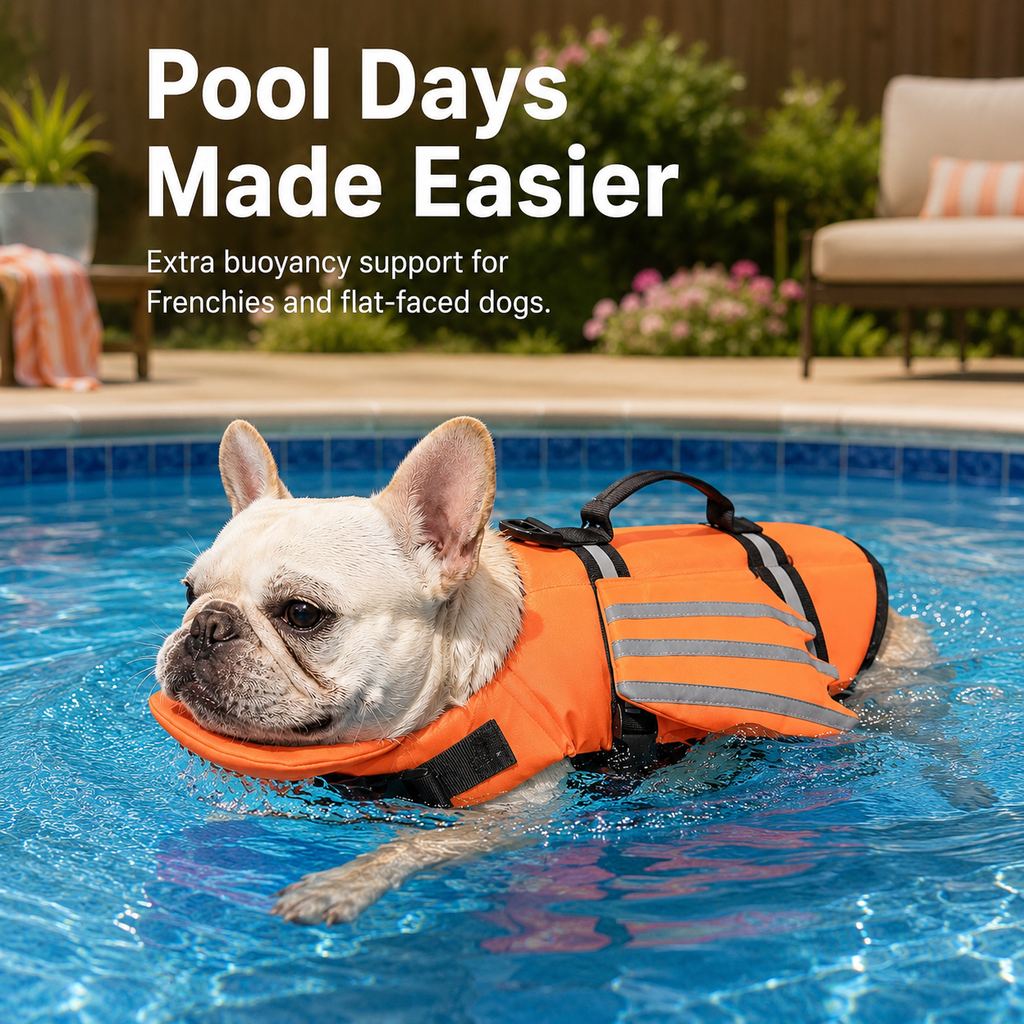 French Bulldog dog life jacket for pool days