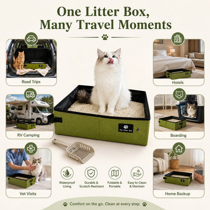 Portable cat litter box for road trips RV camping hotels and home backup