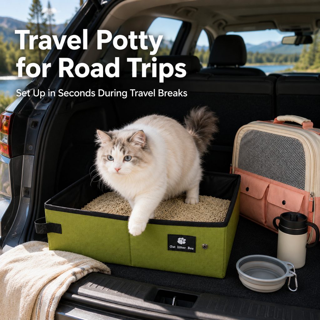 Portable cat litter box for road trips