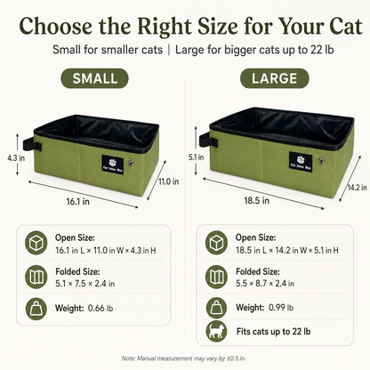 Portable cat litter box size guide small and large