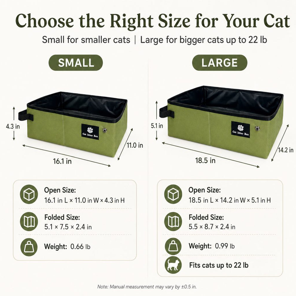 Portable cat litter box size guide small and large