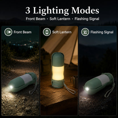 Three lighting modes on portable dog water bottle with LED light