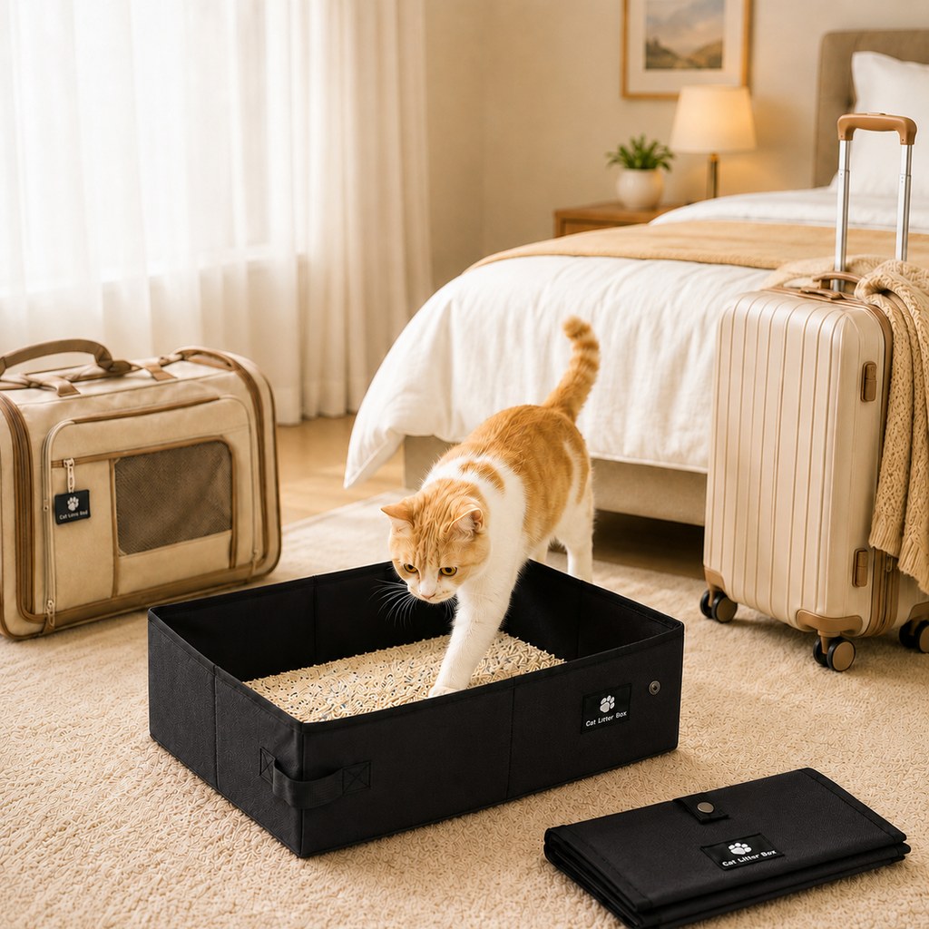 Paws in Awe Portable Foldable Cat Litter Box for Travel, Hotels & RVs - Packs Flat, Helps Keep Floors Clean image 10
