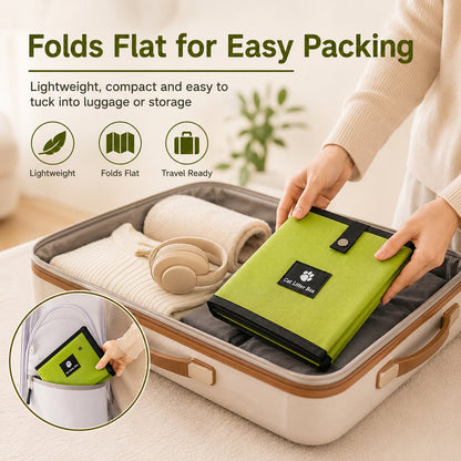 Paws in Awe Portable Foldable Cat Litter Box for Travel, Hotels & RVs - Packs Flat, Helps Keep Floors Clean image 2