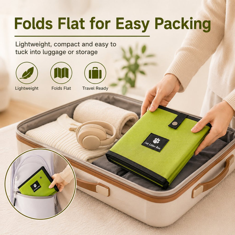 Paws in Awe Portable Foldable Cat Litter Box for Travel, Hotels & RVs - Packs Flat, Helps Keep Floors Clean image 2