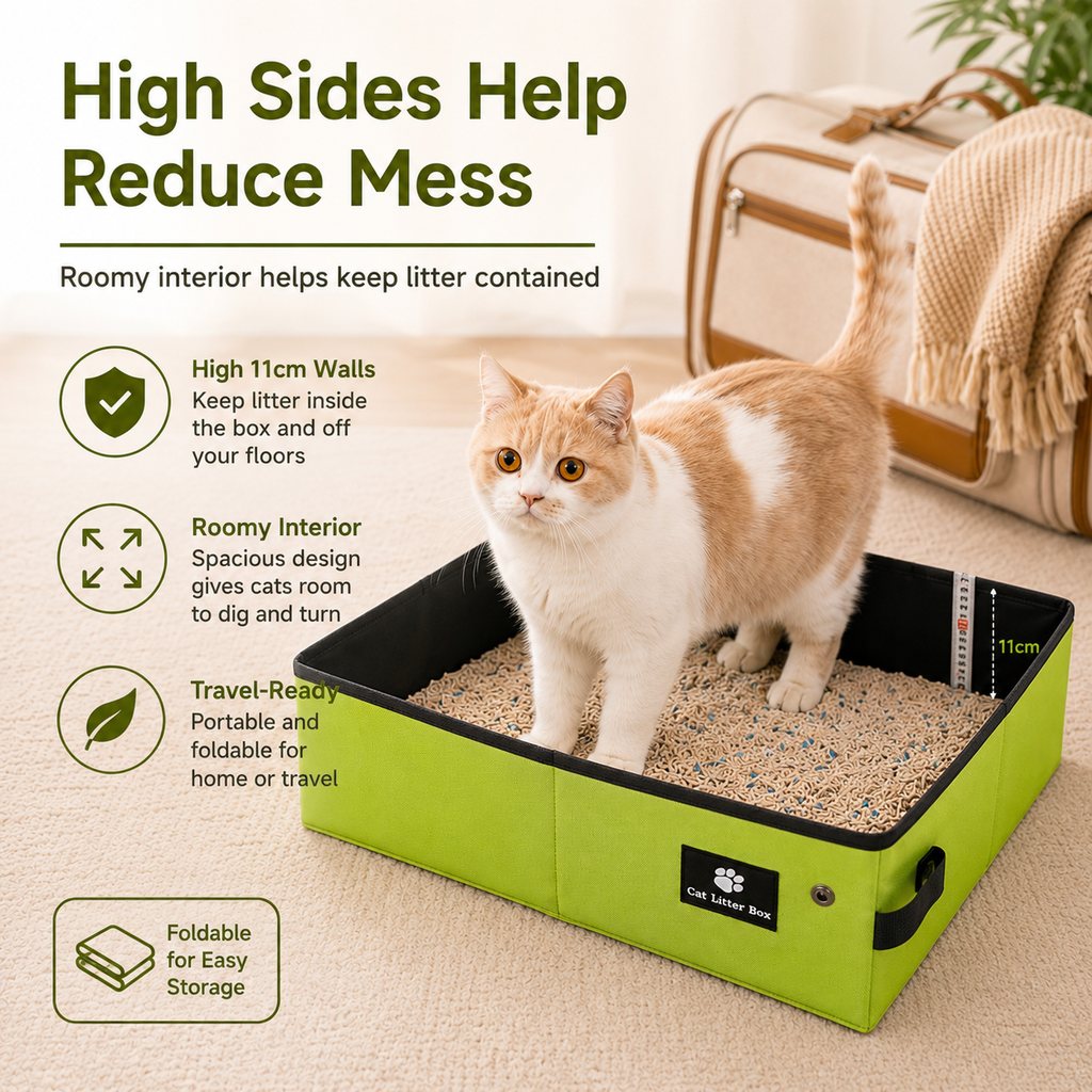 Paws in Awe Portable Foldable Cat Litter Box for Travel, Hotels & RVs - Packs Flat, Helps Keep Floors Clean image 7