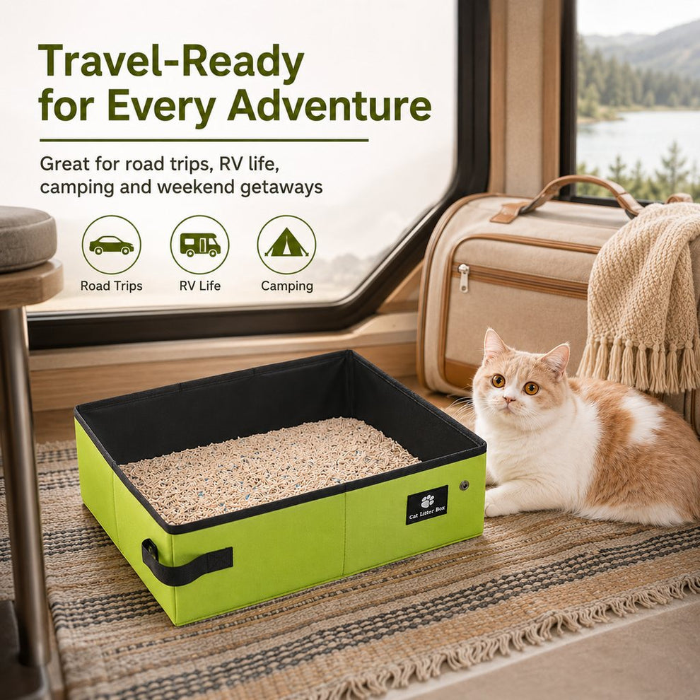 Paws in Awe Portable Foldable Cat Litter Box for Travel, Hotels & RVs - Packs Flat, Helps Keep Floors Clean image 3