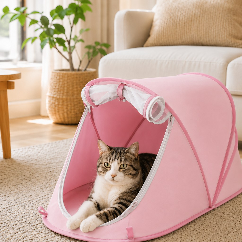 Blush pink portable foldable pet tent variant