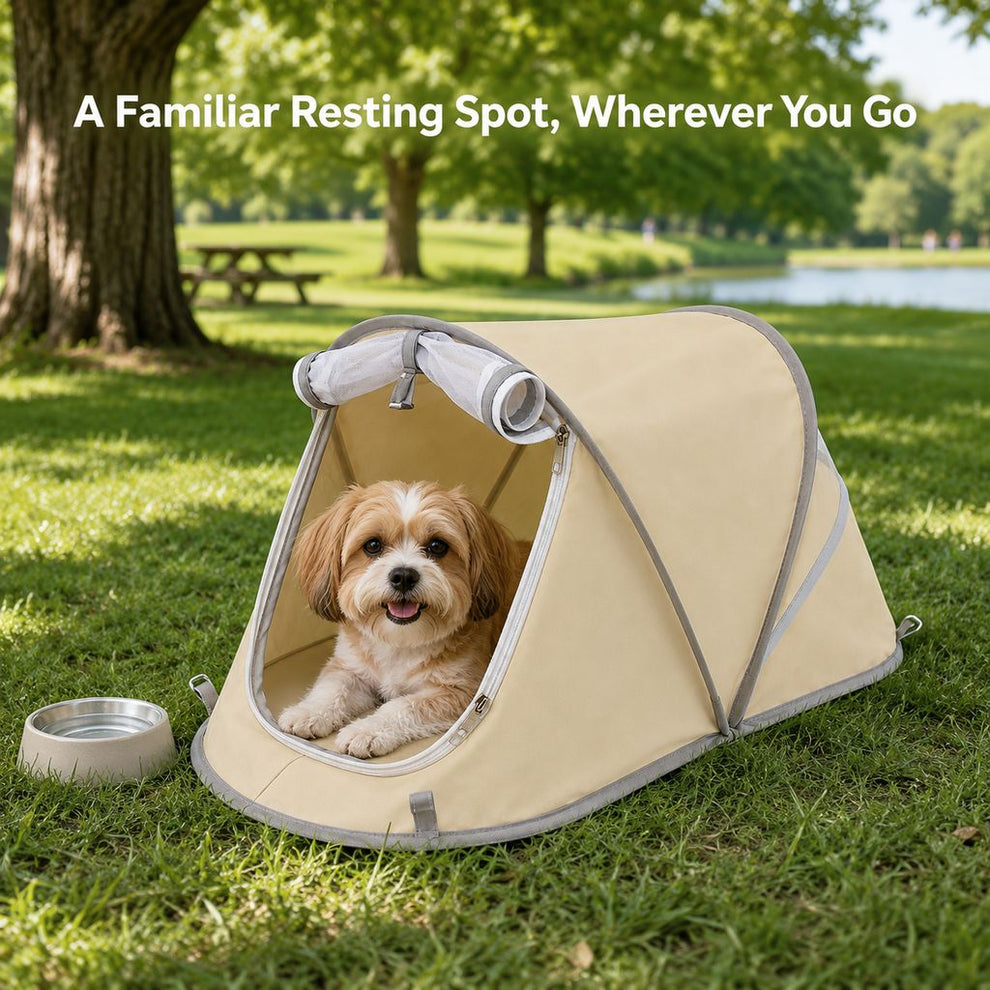 Portable foldable pet tent outdoor resting spot