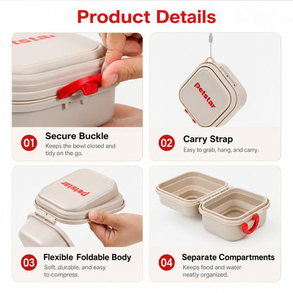 Paws in Awe Portable 2-in-1 Folding Pet Bowl for Walks & Travel - Keeps Food and Water Separate image 9