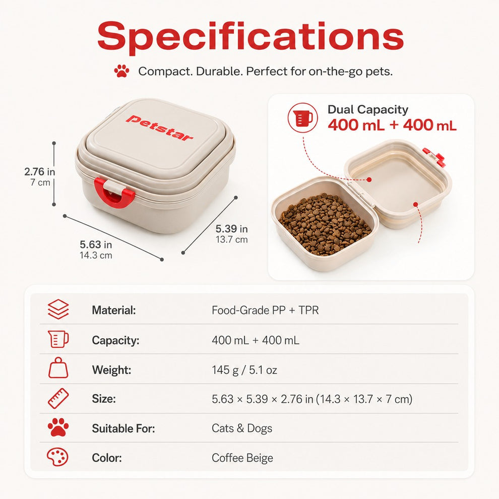 Paws in Awe Portable 2-in-1 Folding Pet Bowl for Walks & Travel - Keeps Food and Water Separate image 10